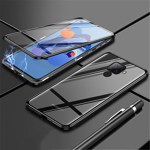 Custodia Lusso Alluminio Laterale Specchio 360 Gradi Cover per Huawei Nova 5z Nero