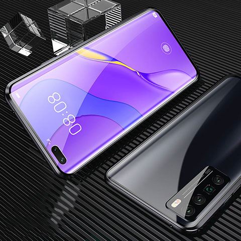 Custodia Lusso Alluminio Laterale Specchio 360 Gradi Cover per Huawei Nova 7 Pro 5G Nero