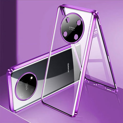 Custodia Lusso Alluminio Laterale Specchio 360 Gradi Cover per Huawei Nova Y90 Viola