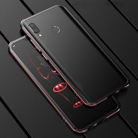Custodia Lusso Alluminio Laterale Specchio 360 Gradi Cover per Huawei P Smart+ Plus Rosso e Nero