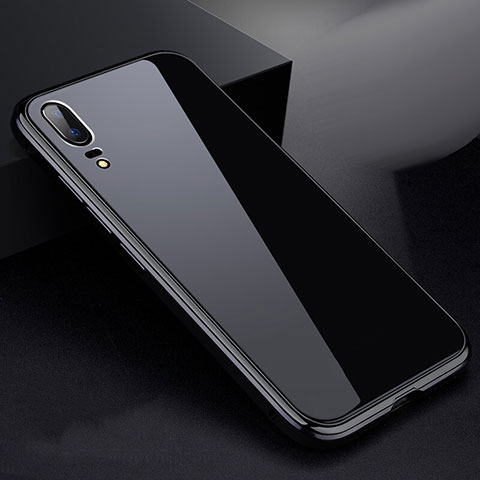 Custodia Lusso Alluminio Laterale Specchio 360 Gradi Cover per Huawei P20 Nero