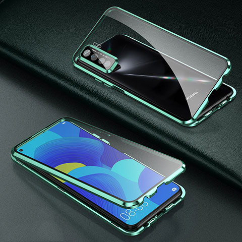 Custodia Lusso Alluminio Laterale Specchio 360 Gradi Cover per Huawei P40 Lite 5G Verde