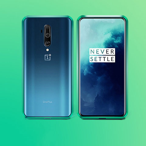 Custodia Lusso Alluminio Laterale Specchio 360 Gradi Cover per OnePlus 7T Pro 5G Verde