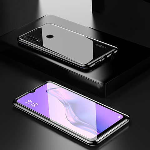 Custodia Lusso Alluminio Laterale Specchio 360 Gradi Cover per Oppo A31 Nero