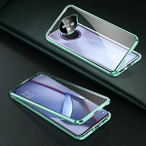 Custodia Lusso Alluminio Laterale Specchio 360 Gradi Cover per Oppo Ace2 Verde