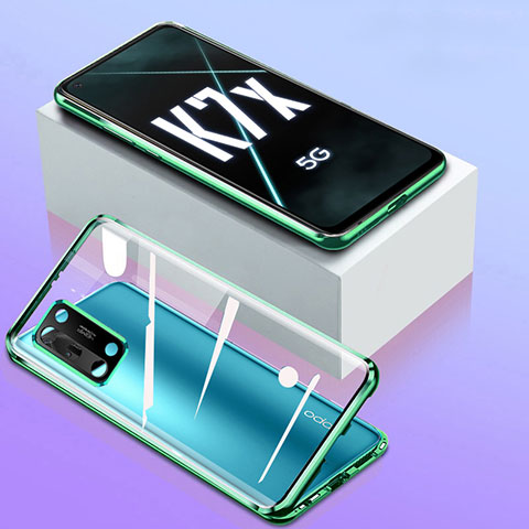 Custodia Lusso Alluminio Laterale Specchio 360 Gradi Cover per Oppo K7x 5G Verde