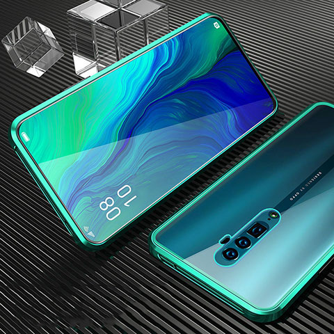 Custodia Lusso Alluminio Laterale Specchio 360 Gradi Cover per Oppo Reno 10X Zoom Verde