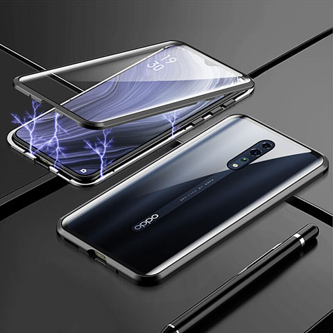 Custodia Lusso Alluminio Laterale Specchio 360 Gradi Cover per Oppo Reno Z Nero