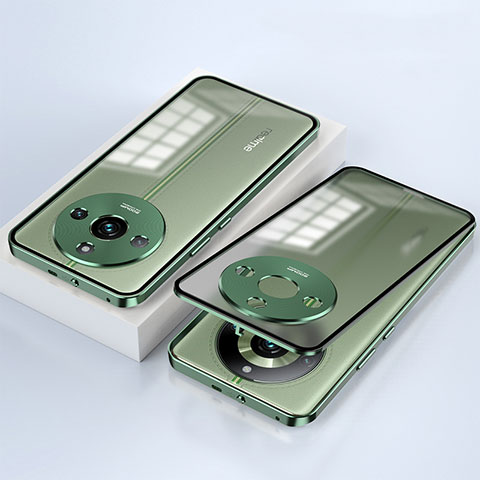 Custodia Lusso Alluminio Laterale Specchio 360 Gradi Cover per Realme 11 Pro+ Plus 5G Verde