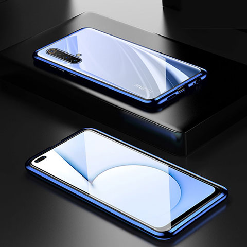 Custodia Lusso Alluminio Laterale Specchio 360 Gradi Cover per Realme X50 Pro 5G Blu