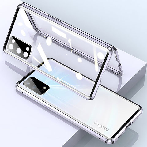 Custodia Lusso Alluminio Laterale Specchio 360 Gradi Cover per Realme X7 Pro 5G Argento