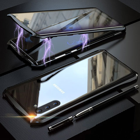 Custodia Lusso Alluminio Laterale Specchio 360 Gradi Cover per Samsung Galaxy Note 10 5G Nero
