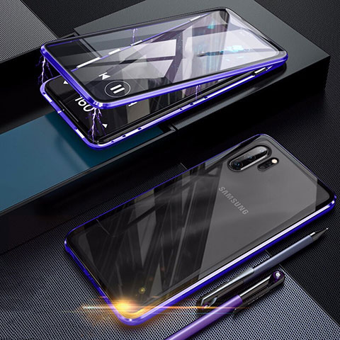 Custodia Lusso Alluminio Laterale Specchio 360 Gradi Cover per Samsung Galaxy Note 10 Plus Viola