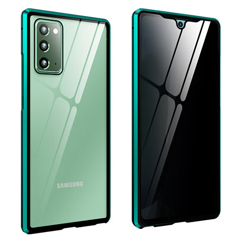 Custodia Lusso Alluminio Laterale Specchio 360 Gradi Cover per Samsung Galaxy Note 20 5G Verde
