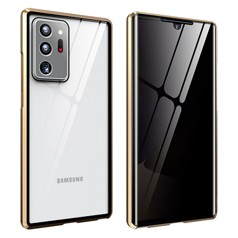 Custodia Lusso Alluminio Laterale Specchio 360 Gradi Cover per Samsung Galaxy Note 20 Ultra 5G Oro