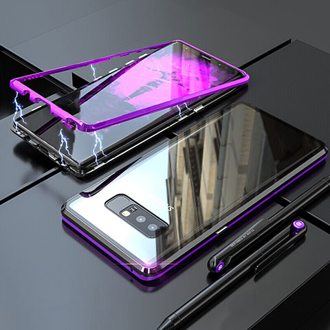Custodia Lusso Alluminio Laterale Specchio 360 Gradi Cover per Samsung Galaxy Note 8 Duos N950F Viola