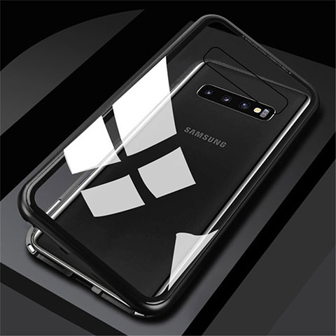 Custodia Lusso Alluminio Laterale Specchio 360 Gradi Cover per Samsung Galaxy S10 Plus Nero