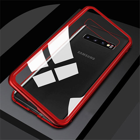 Custodia Lusso Alluminio Laterale Specchio 360 Gradi Cover per Samsung Galaxy S10 Plus Rosso