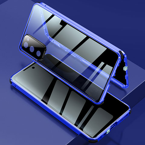 Custodia Lusso Alluminio Laterale Specchio 360 Gradi Cover per Samsung Galaxy S20 FE (2022) 5G Blu