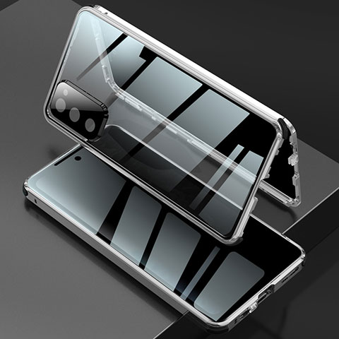 Custodia Lusso Alluminio Laterale Specchio 360 Gradi Cover per Samsung Galaxy S20 FE 5G Argento