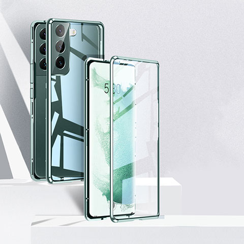 Custodia Lusso Alluminio Laterale Specchio 360 Gradi Cover per Samsung Galaxy S21 FE 5G Verde