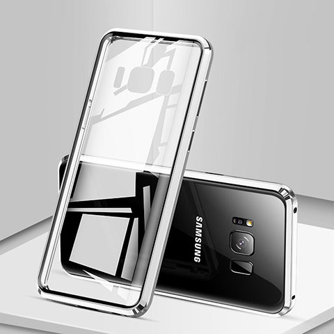 Custodia Lusso Alluminio Laterale Specchio 360 Gradi Cover per Samsung Galaxy S8 Argento