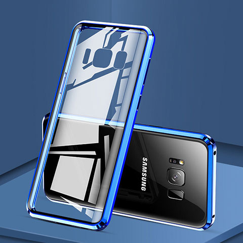 Custodia Lusso Alluminio Laterale Specchio 360 Gradi Cover per Samsung Galaxy S8 Plus Blu