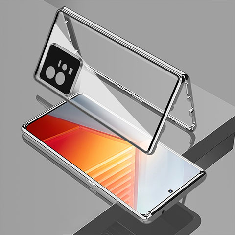 Custodia Lusso Alluminio Laterale Specchio 360 Gradi Cover per Vivo iQOO 11 Pro 5G Argento