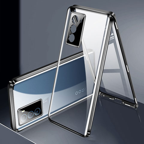 Custodia Lusso Alluminio Laterale Specchio 360 Gradi Cover per Vivo iQOO Neo5 SE 5G Nero