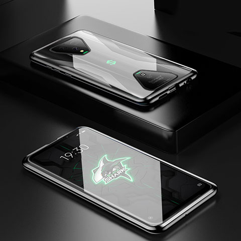 Custodia Lusso Alluminio Laterale Specchio 360 Gradi Cover per Xiaomi Black Shark 3 Pro Nero