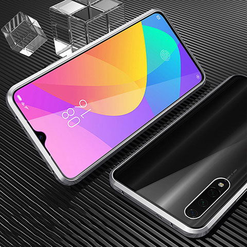 Custodia Lusso Alluminio Laterale Specchio 360 Gradi Cover per Xiaomi CC9e Argento