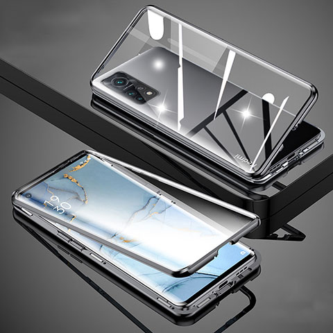 Custodia Lusso Alluminio Laterale Specchio 360 Gradi Cover per Xiaomi Mi 10T Pro 5G Nero