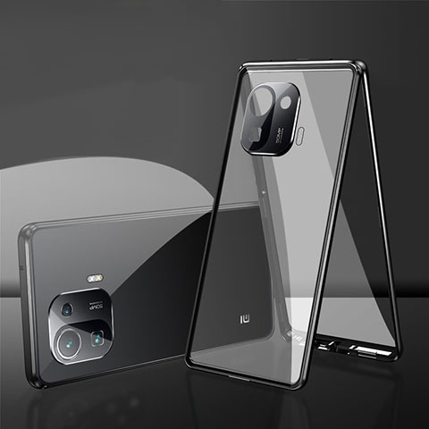 Custodia Lusso Alluminio Laterale Specchio 360 Gradi Cover per Xiaomi Mi 11 Pro 5G Nero