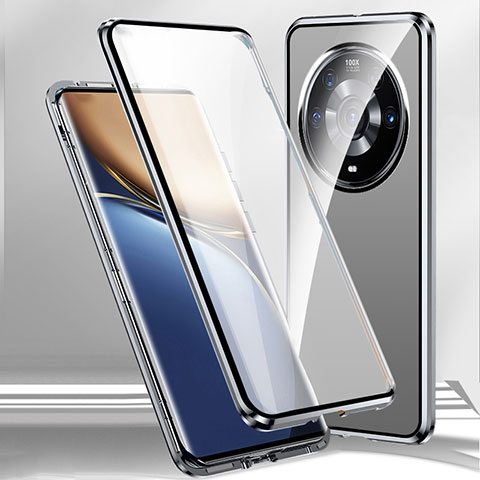 Custodia Lusso Alluminio Laterale Specchio 360 Gradi Cover per Xiaomi Mi 12 Ultra 5G Argento