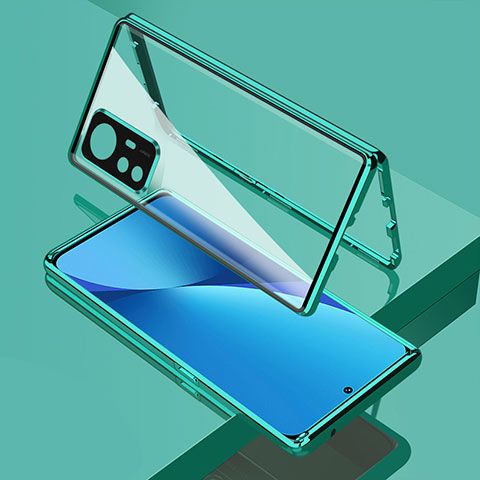 Custodia Lusso Alluminio Laterale Specchio 360 Gradi Cover per Xiaomi Mi 12T 5G Verde