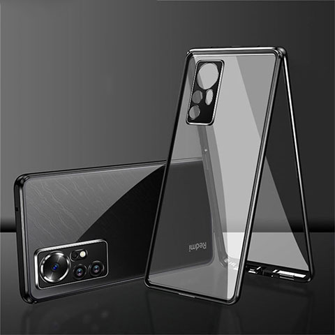 Custodia Lusso Alluminio Laterale Specchio 360 Gradi Cover per Xiaomi Mi 12X 5G Nero