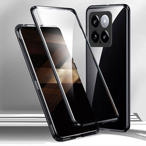 Custodia Lusso Alluminio Laterale Specchio 360 Gradi Cover per Xiaomi Mi 14 5G Nero