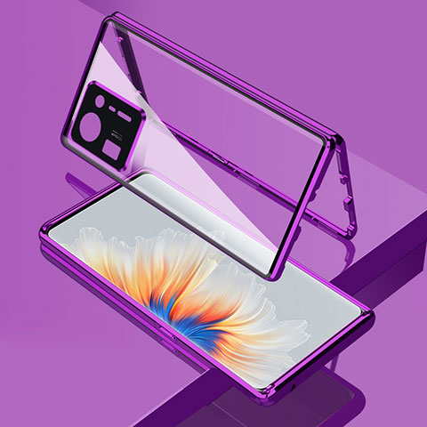 Custodia Lusso Alluminio Laterale Specchio 360 Gradi Cover per Xiaomi Mi Mix 4 5G Viola