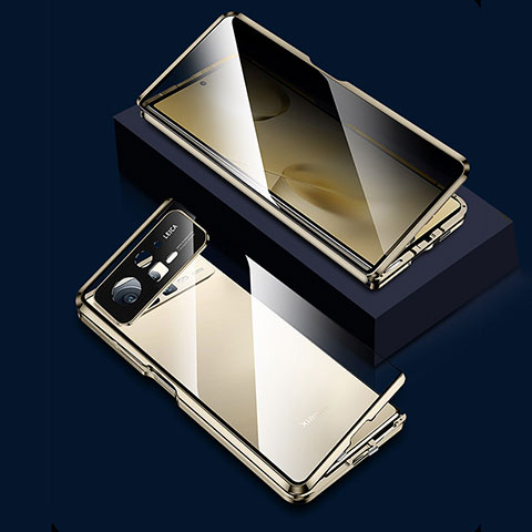 Custodia Lusso Alluminio Laterale Specchio 360 Gradi Cover per Xiaomi Mix Fold 2 5G Oro