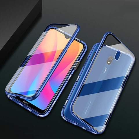 Custodia Lusso Alluminio Laterale Specchio 360 Gradi Cover per Xiaomi Redmi 8A Blu