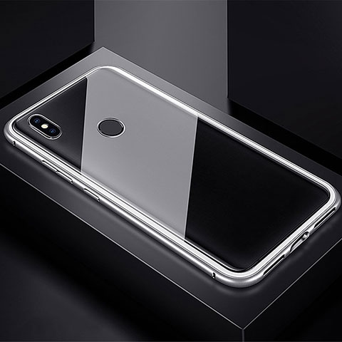 Custodia Lusso Alluminio Laterale Specchio 360 Gradi Cover per Xiaomi Redmi Note 7 Pro Argento