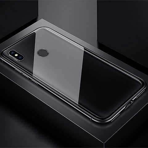 Custodia Lusso Alluminio Laterale Specchio 360 Gradi Cover per Xiaomi Redmi Note 7 Pro Nero