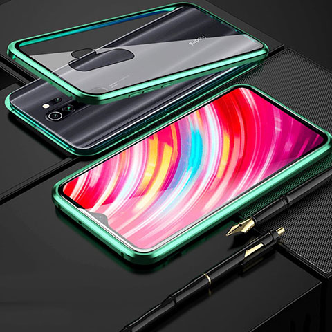 Custodia Lusso Alluminio Laterale Specchio 360 Gradi Cover per Xiaomi Redmi Note 8 Pro Verde