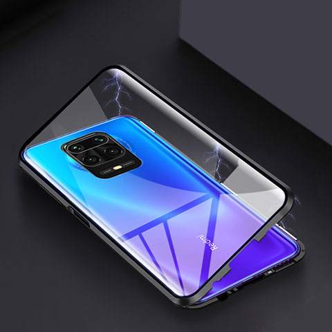 Custodia Lusso Alluminio Laterale Specchio 360 Gradi Cover per Xiaomi Redmi Note 9 Pro Max Nero