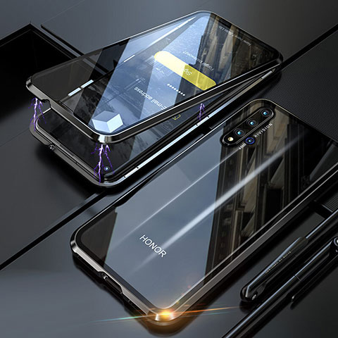 Custodia Lusso Alluminio Laterale Specchio 360 Gradi Cover T01 per Huawei Honor 20S Nero