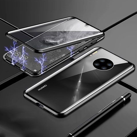 Custodia Lusso Alluminio Laterale Specchio 360 Gradi Cover T01 per Huawei Mate 30E Pro 5G Nero