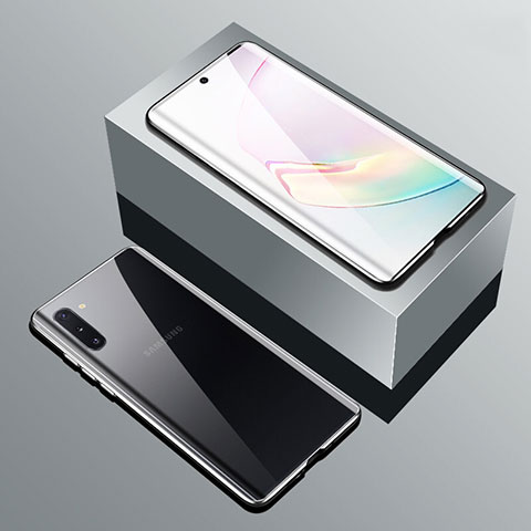 Custodia Lusso Alluminio Laterale Specchio 360 Gradi Cover T01 per Samsung Galaxy Note 10 Plus 5G Argento