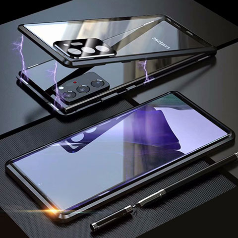 Custodia Lusso Alluminio Laterale Specchio 360 Gradi Cover T01 per Samsung Galaxy Note 20 Ultra 5G Nero