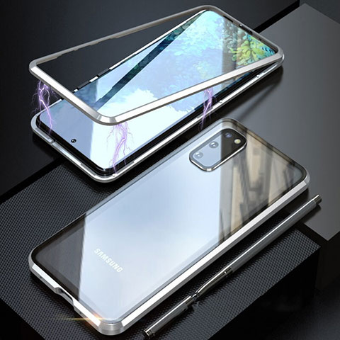 Custodia Lusso Alluminio Laterale Specchio 360 Gradi Cover T01 per Samsung Galaxy S20 5G Argento