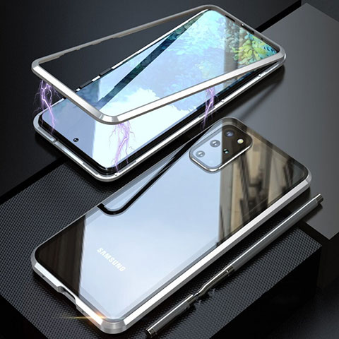 Custodia Lusso Alluminio Laterale Specchio 360 Gradi Cover T01 per Samsung Galaxy S20 Plus 5G Argento